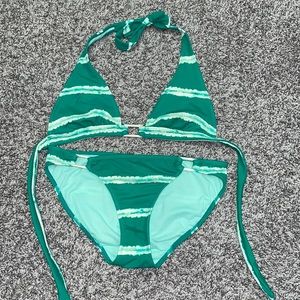 teal and white american eagle bikini